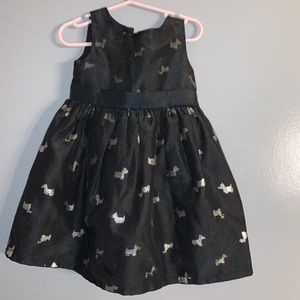 Little girl black dog printed dress